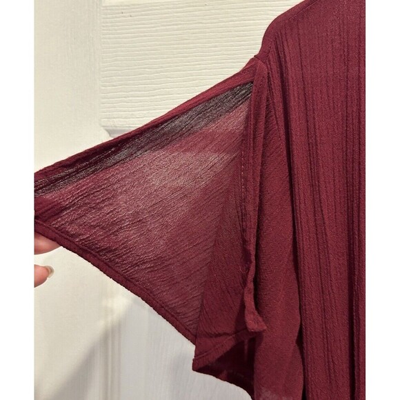 LULUS Heart Of Marigold Burgundy Wrap Maxi Dress Short Sleeve Size‎ XL Maroon - Picture 6 of 12